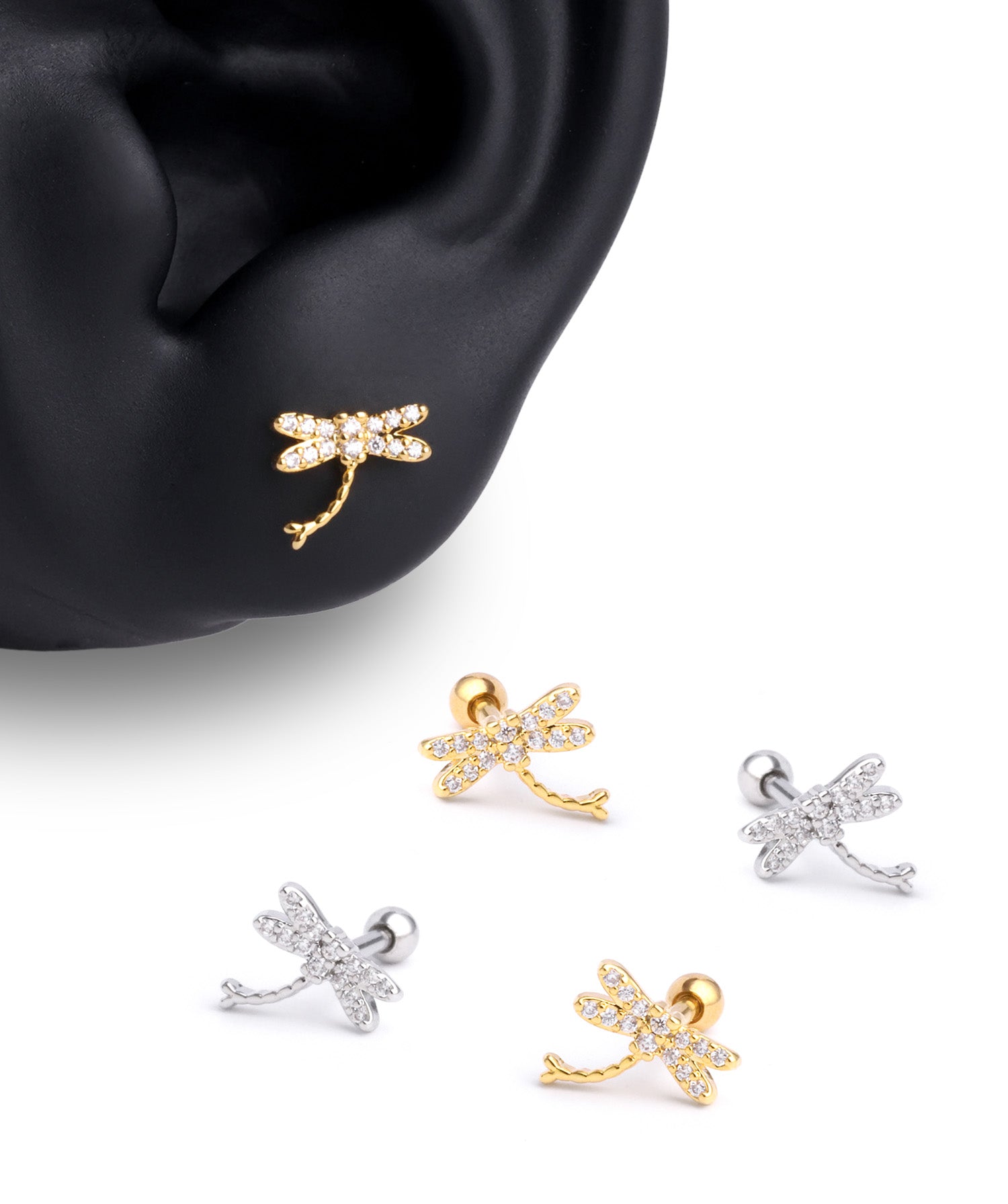 Vintage Animal Theme Stud Earrings Dragonfly Shape on sale Inlaid Oval Cut Synthetic Gem