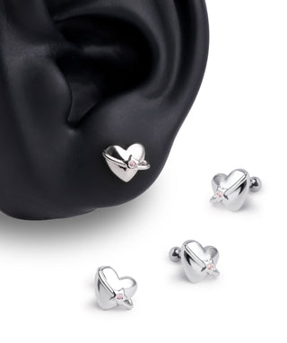 Stary Puffed Heart Stud - OumoJewelry