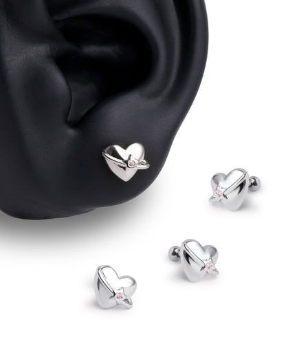 Stary Puffed Heart Stud