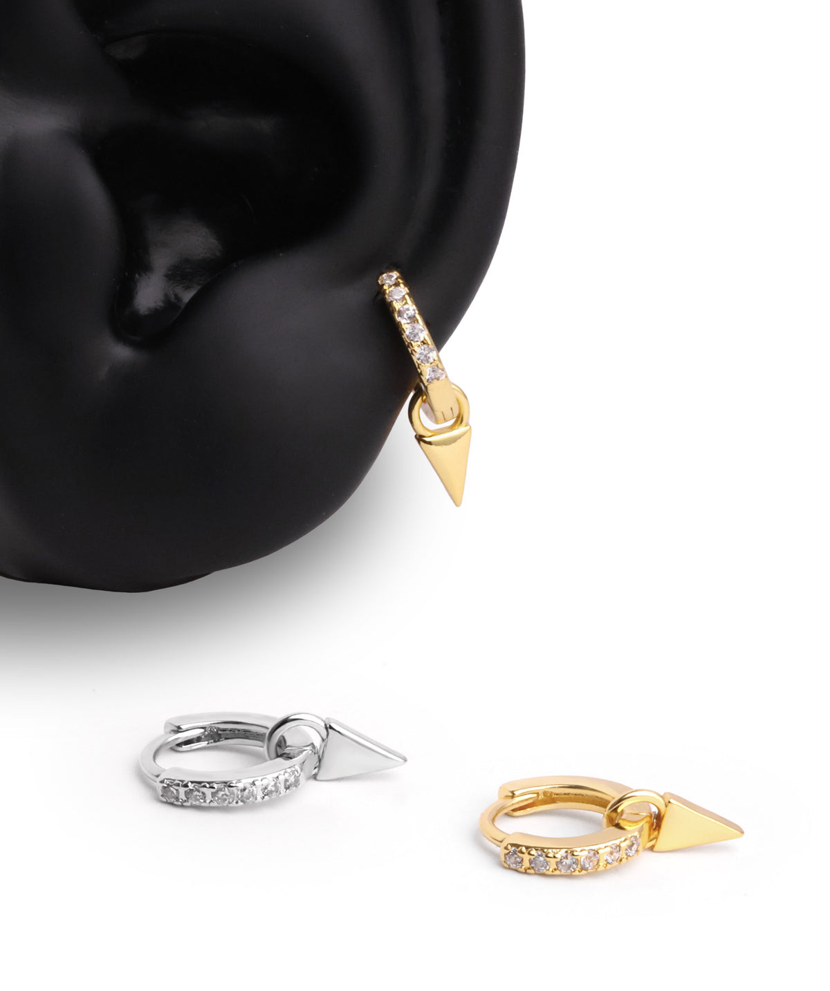Punk Triangle Drop - Brass - Upper Lobe, Helix - Oumo Jewelry