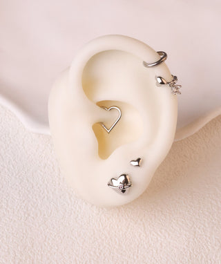 Stary Puffed Heart Stud - OumoJewelry