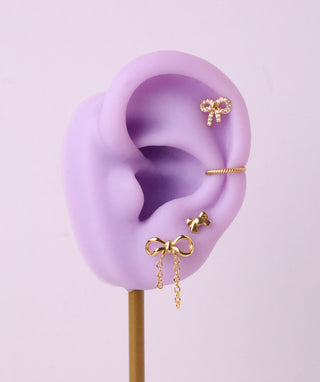 Titanium Bow Flatback Stud - OumoJewelry