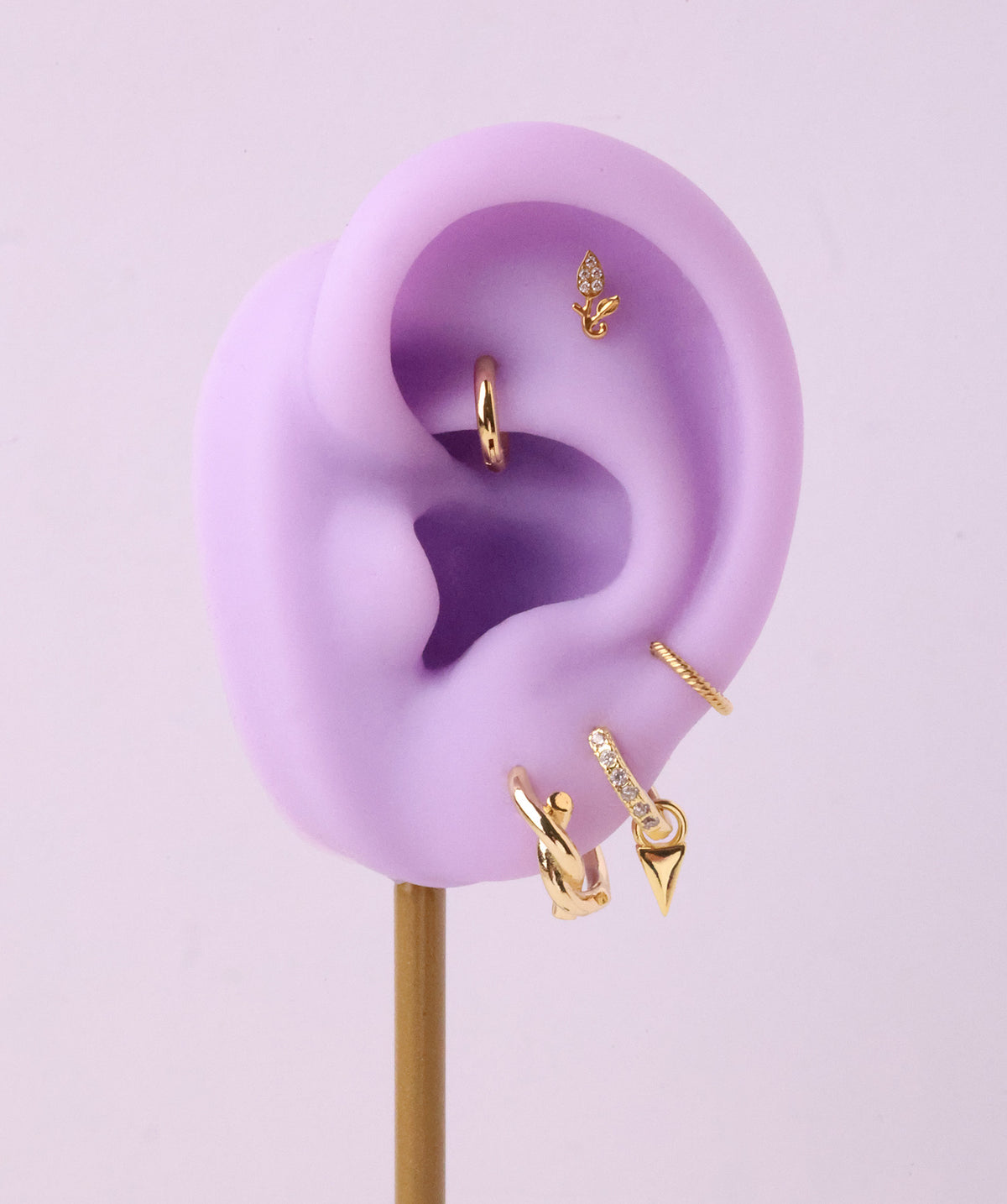 Punk Triangle Drop - Brass - Upper Lobe, Helix - Oumo Jewelry