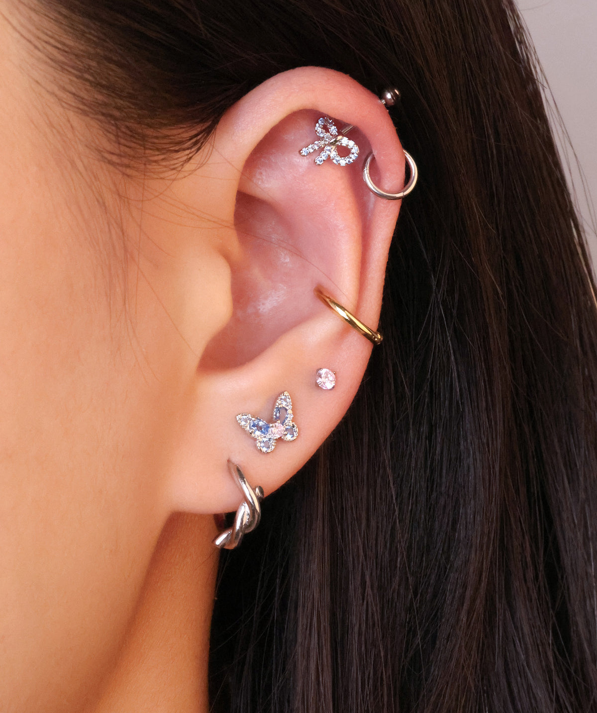 Bow Vertical Helix Stud - Stainless Steel - Vertical Helix - Oumo Jewelry