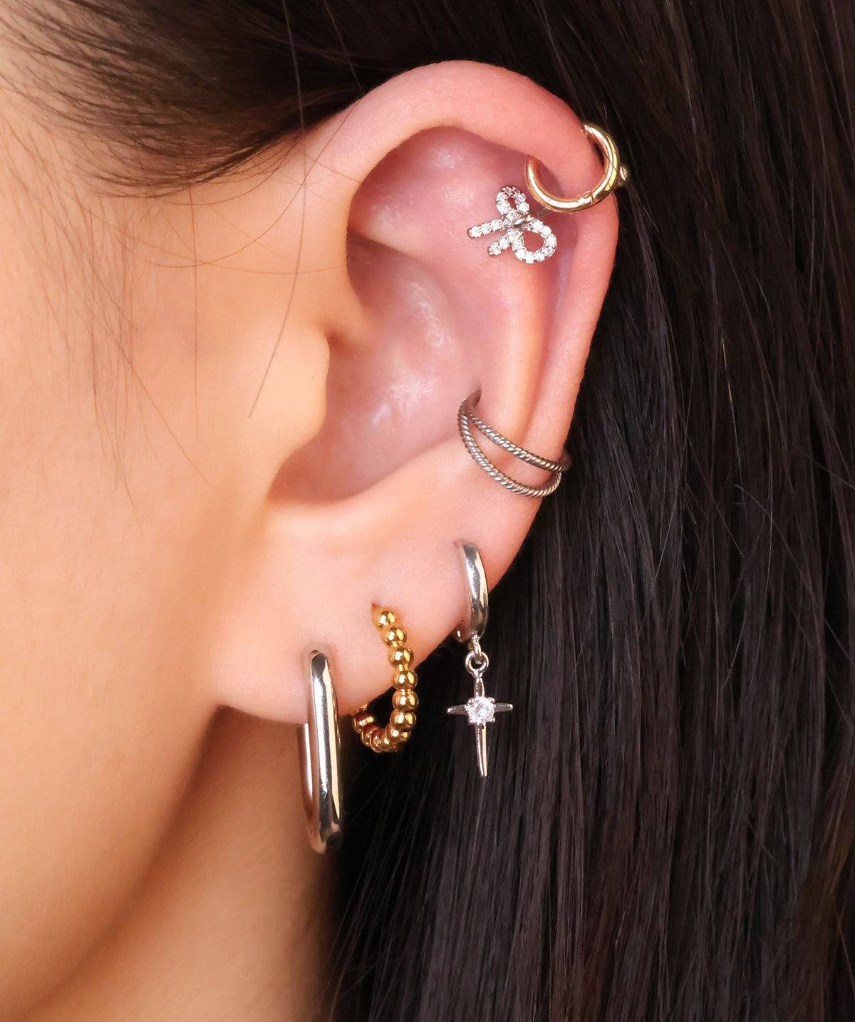 Bow Vertical Helix Stud - Stainless Steel - Vertical Helix - Oumo Jewelry
