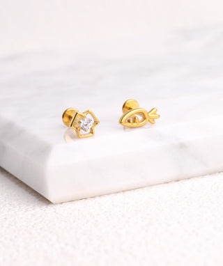 Titanium Flower Flatback Stud - OumoJewelry
