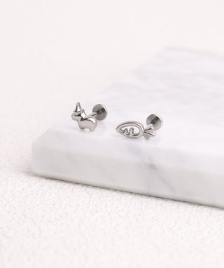 Titanium Guinea Pig Flatback Stud - OumoJewelry