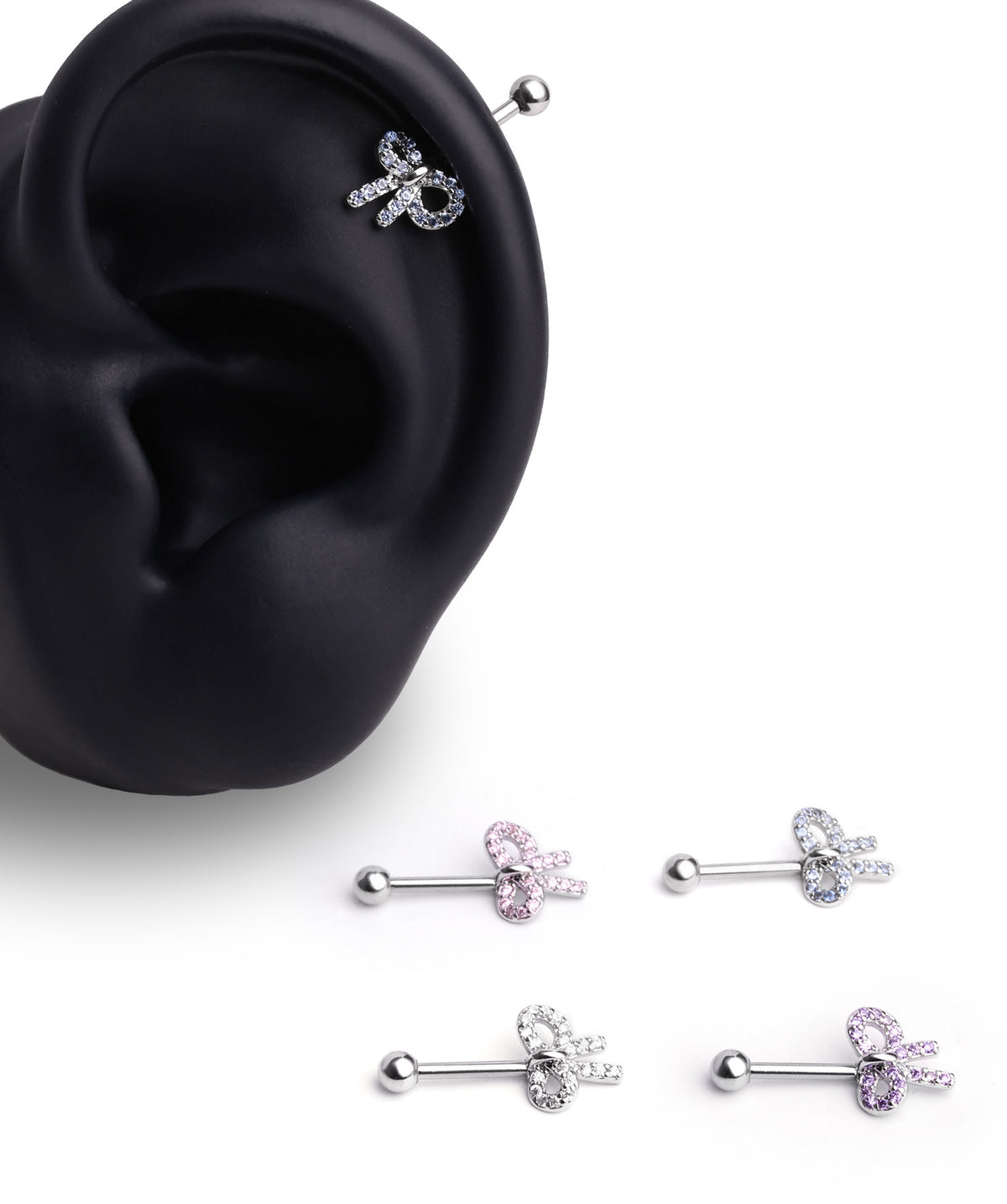 Bow Vertical Helix Stud - Stainless Steel - Vertical Helix - Oumo Jewelry