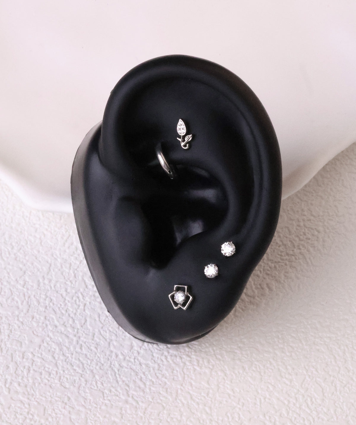 Titanium Flower Flatback Stud - Titanium - Helix, Upper Lobe, Conch - Oumo Jewelry