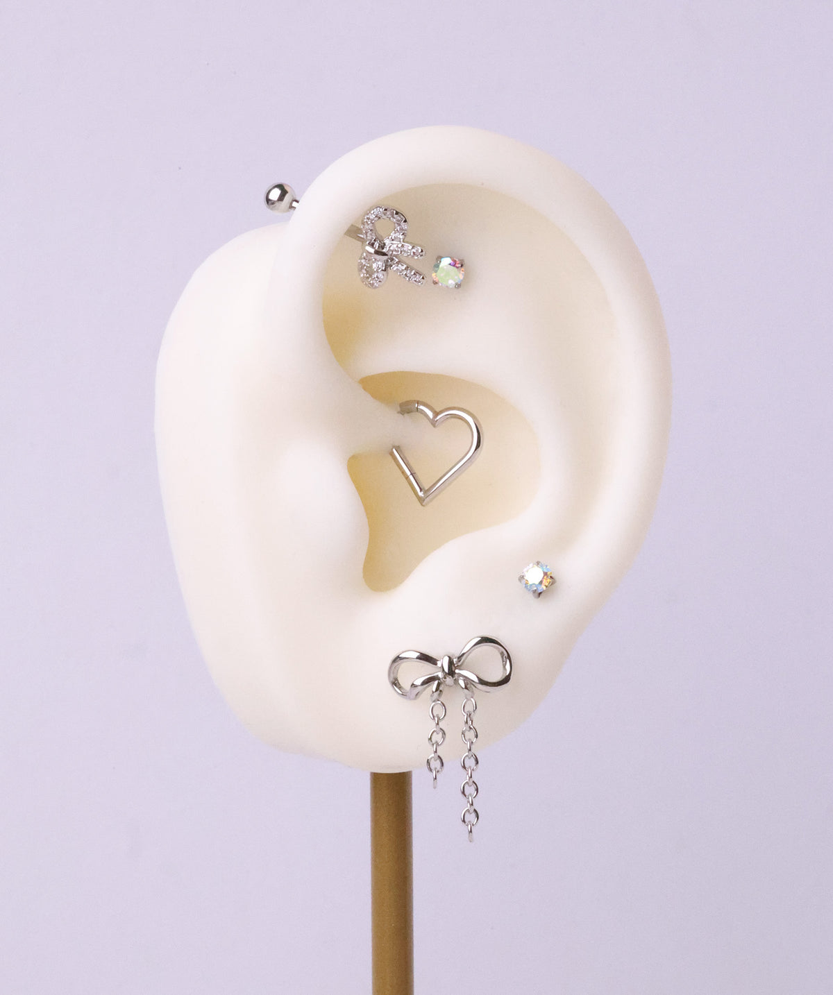 Bow Vertical Helix Stud - Stainless Steel - Vertical Helix - Oumo Jewelry