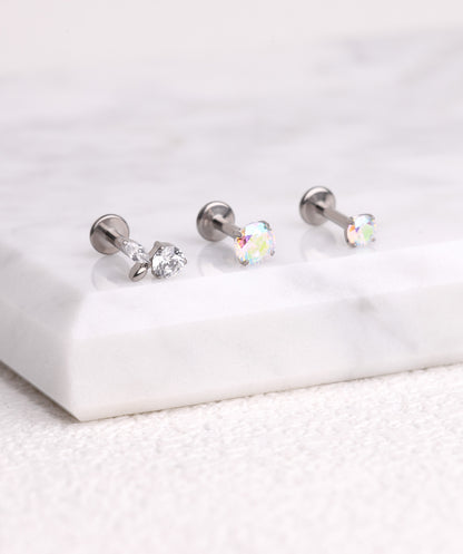 Titanium Charm Gemstones Stud