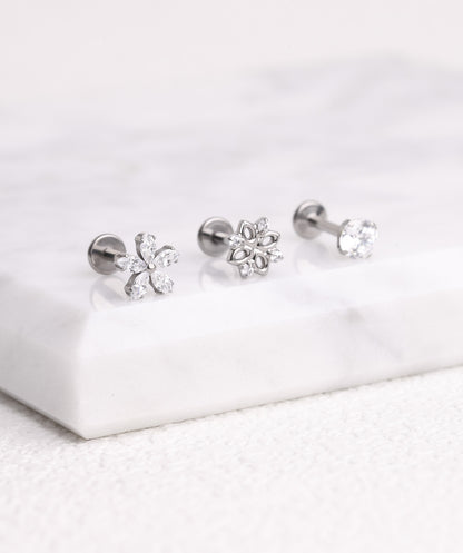 Titanium Dazzling Flower Stud