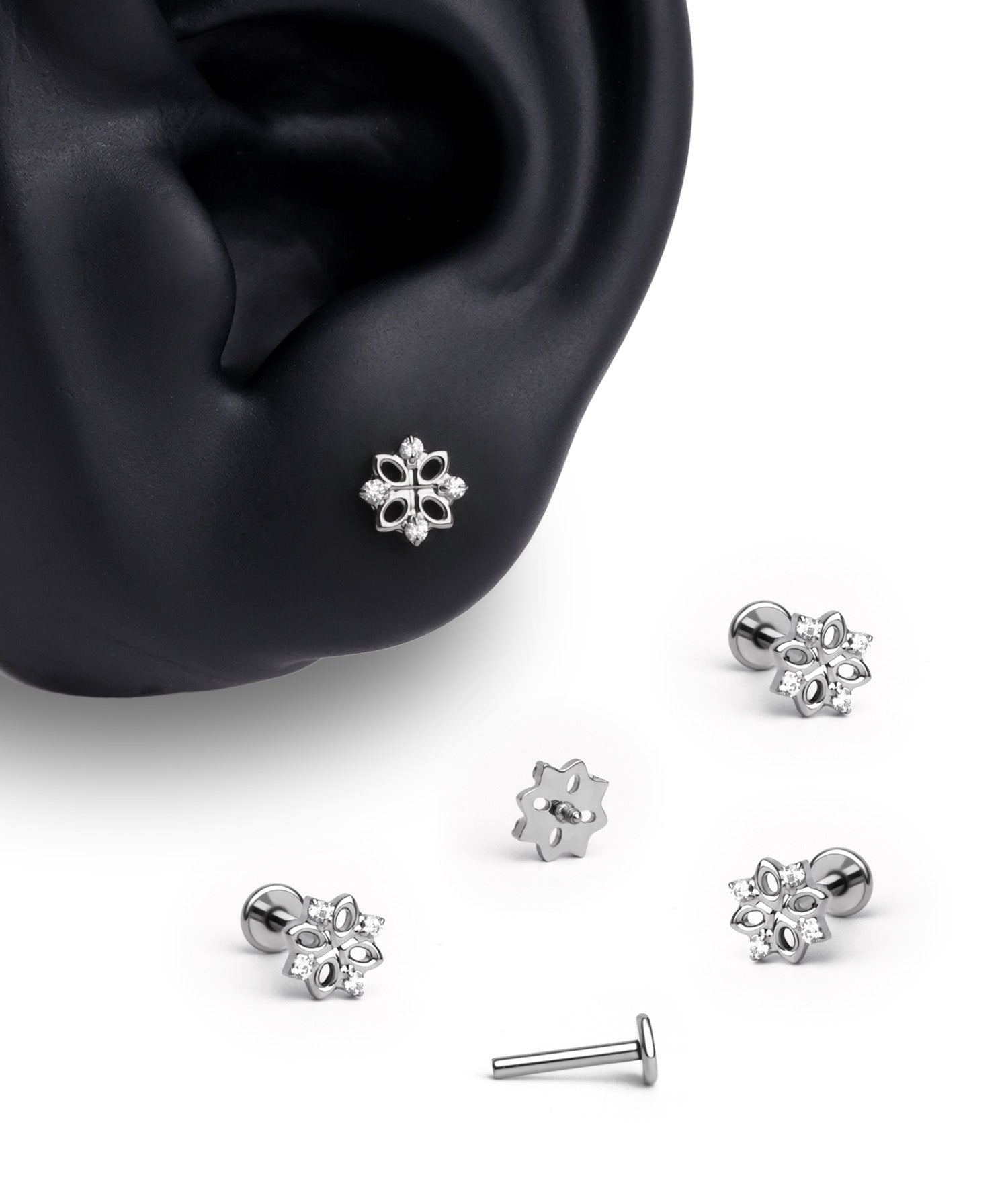 Titanium Hollow Flower Stud