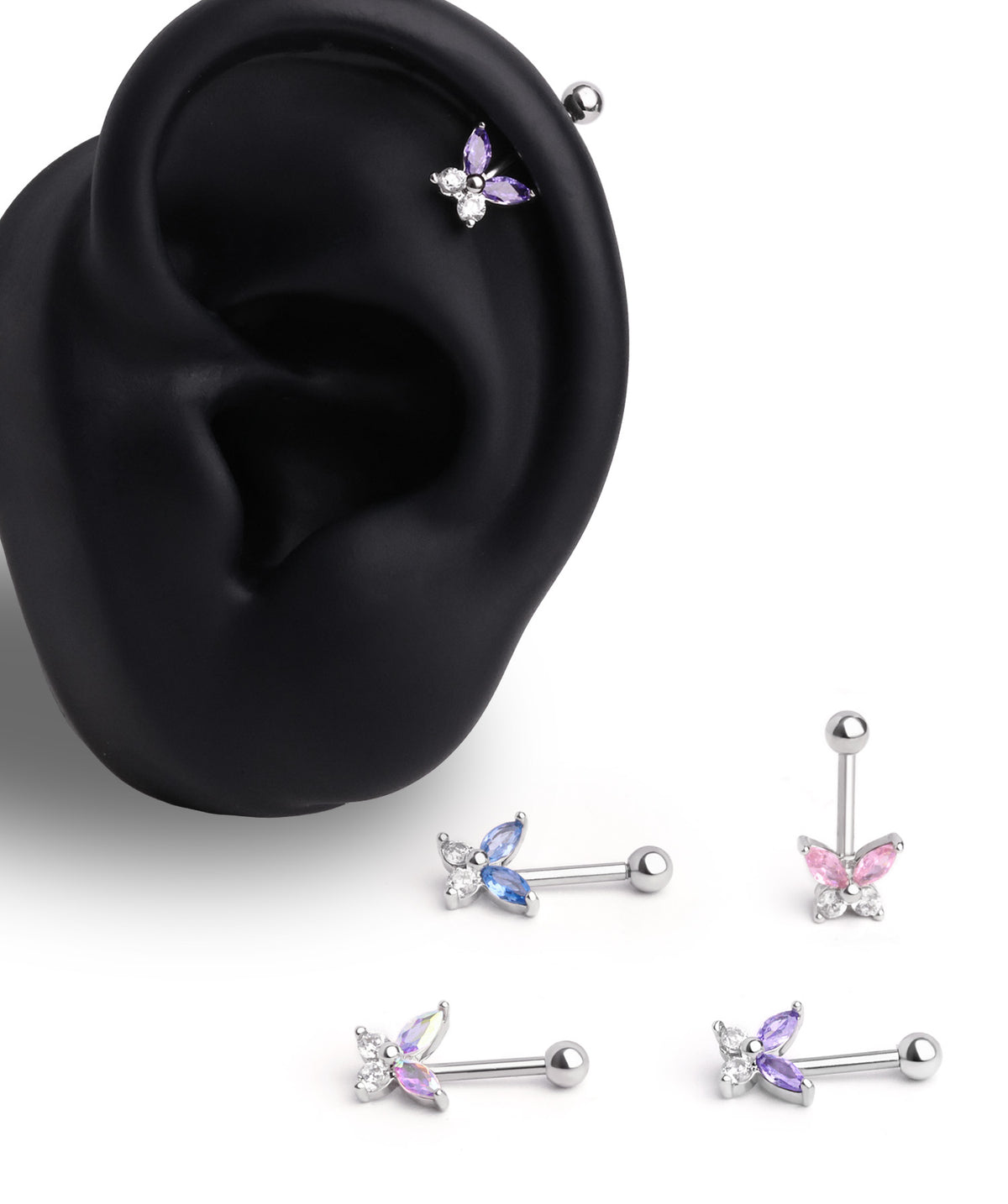 Butterfly Vertical Helix Stud - Stainless Steel - Vertical Helix - Oumo Jewelry