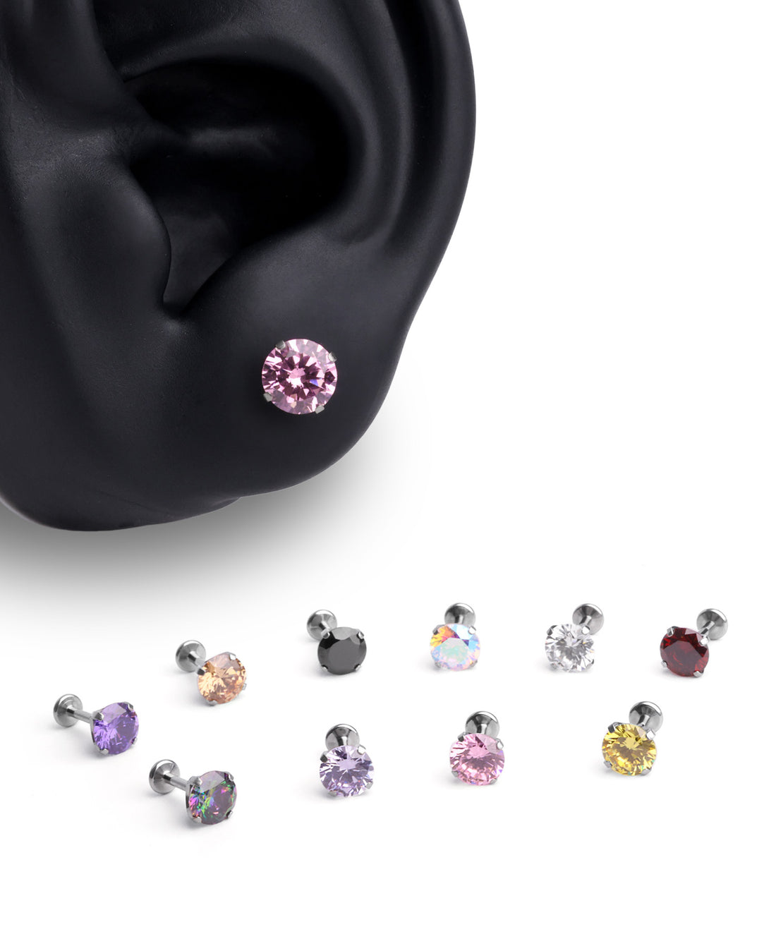 Titanium Charm Gemstones Stud