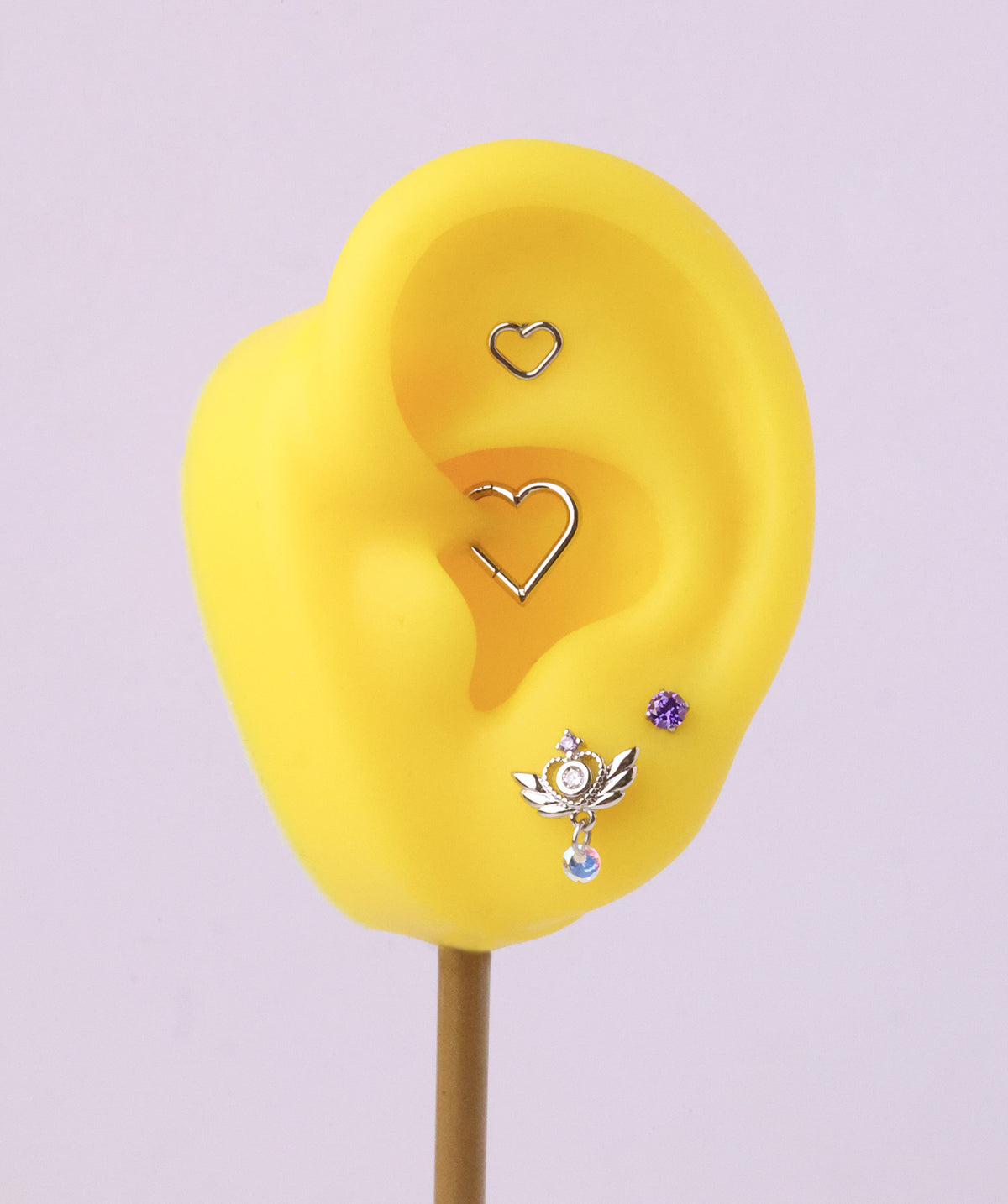 Wings of Love Stud - Stainless Steel - Upper Lobe, Flat, Helix - Oumo Jewelry