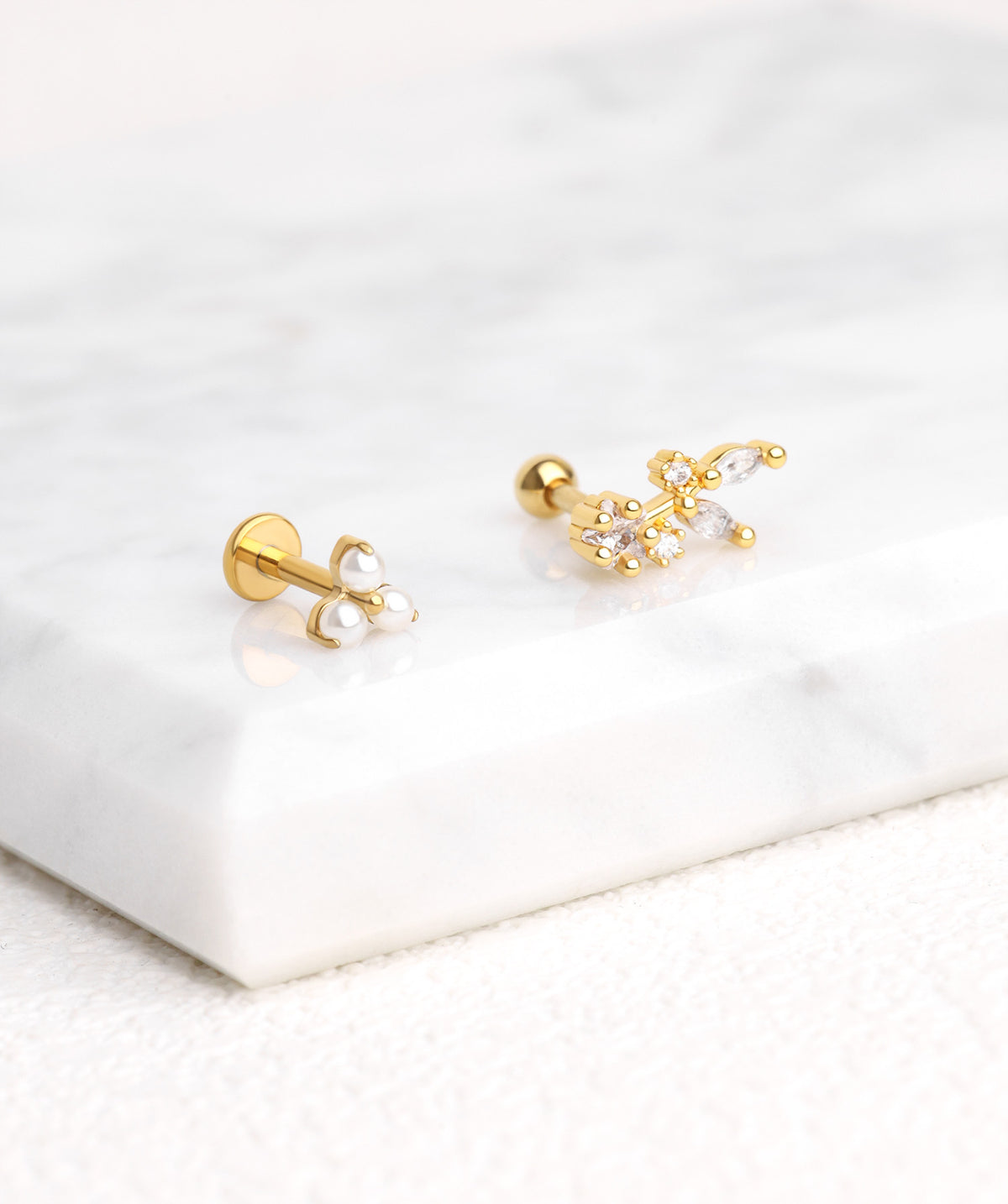 Star Leaf Stud - Stainless Steel - Upper Lobe, Helix - Oumo Jewelry
