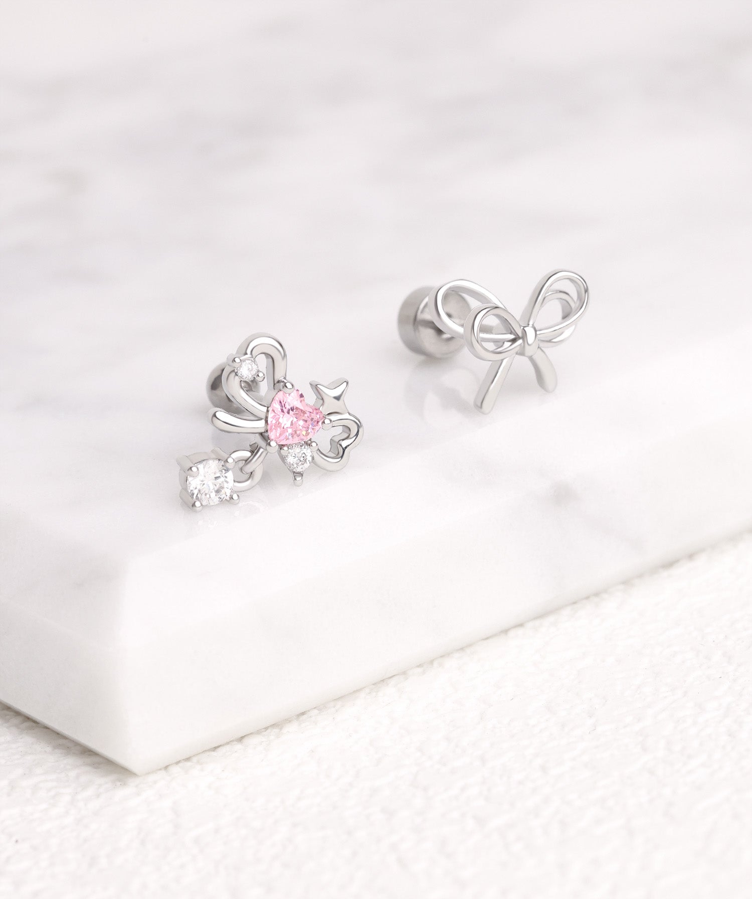 Playful Hollow Bow Stud