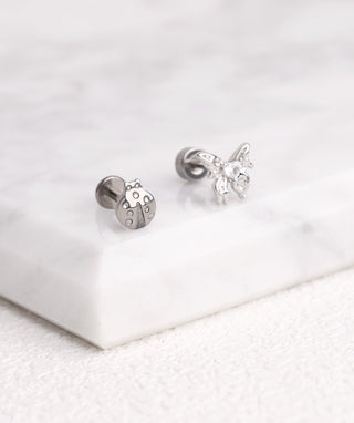 Titanium Ladybug Flatback Stud - OumoJewelry
