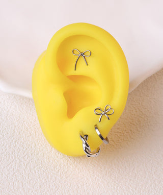 Playful Hollow Bow Flatback Stud - OumoJewelry