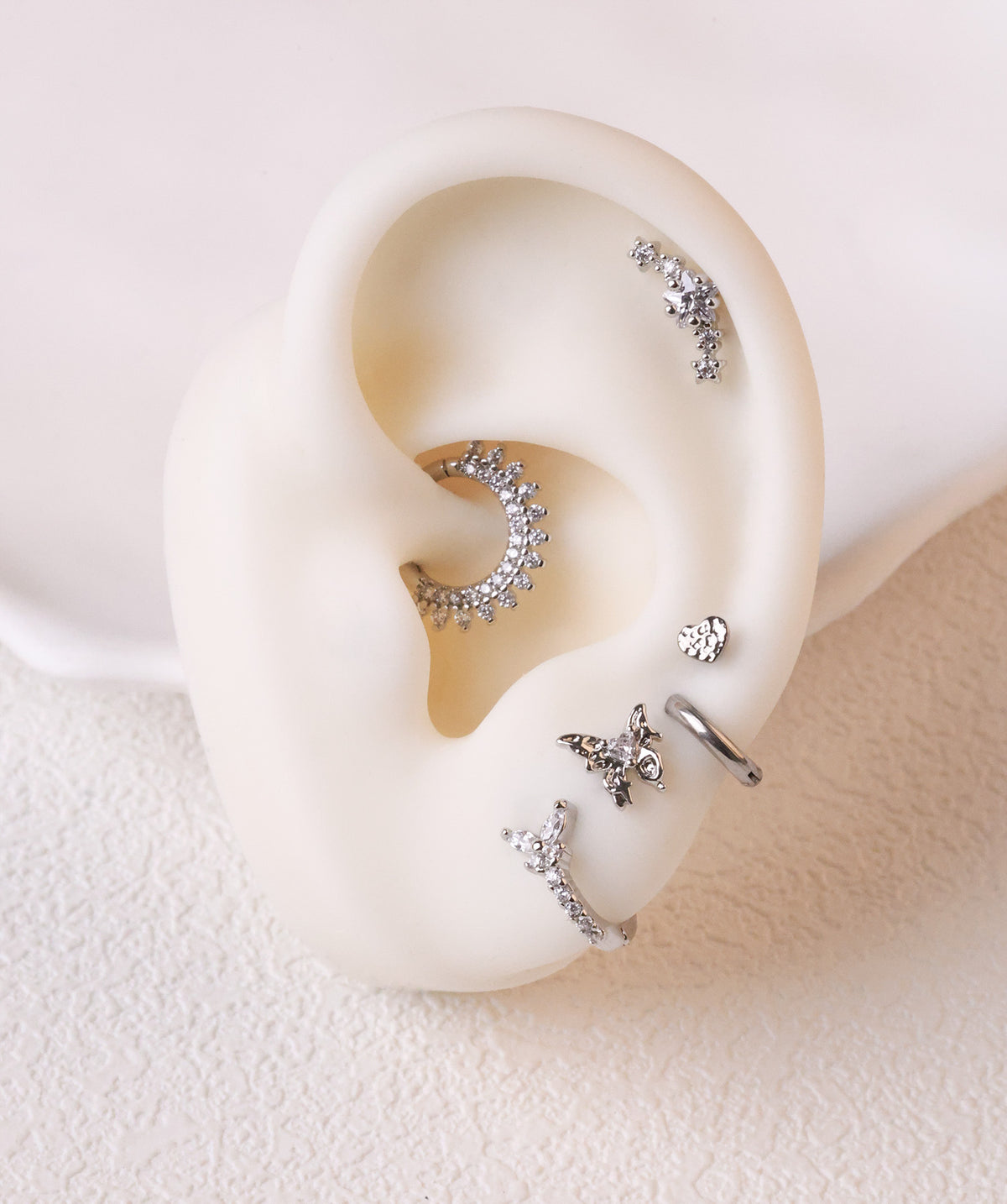 Loving Butterfly Flatback Stud - Stainless Steel - Helix, Upper Lobe, Flat - Oumo Jewelry