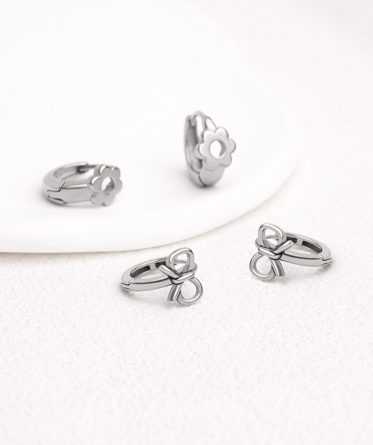 Cute Bow Hoop Earrings - Stainless Steel - Oumo Jewelry