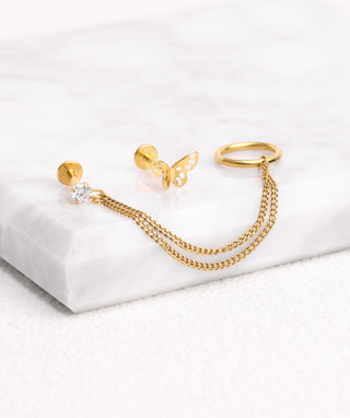 Simple Double Chain Earring - OumoJewelry