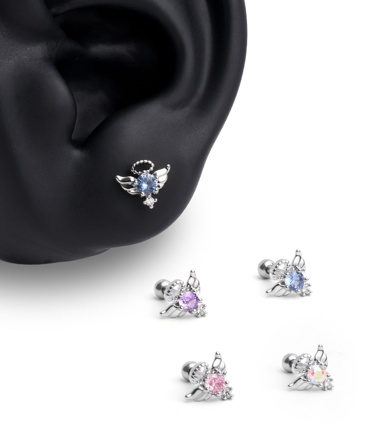 Angel Wings Stud - Stainless Steel - Upper Lobe, Helix - Oumo Jewelry