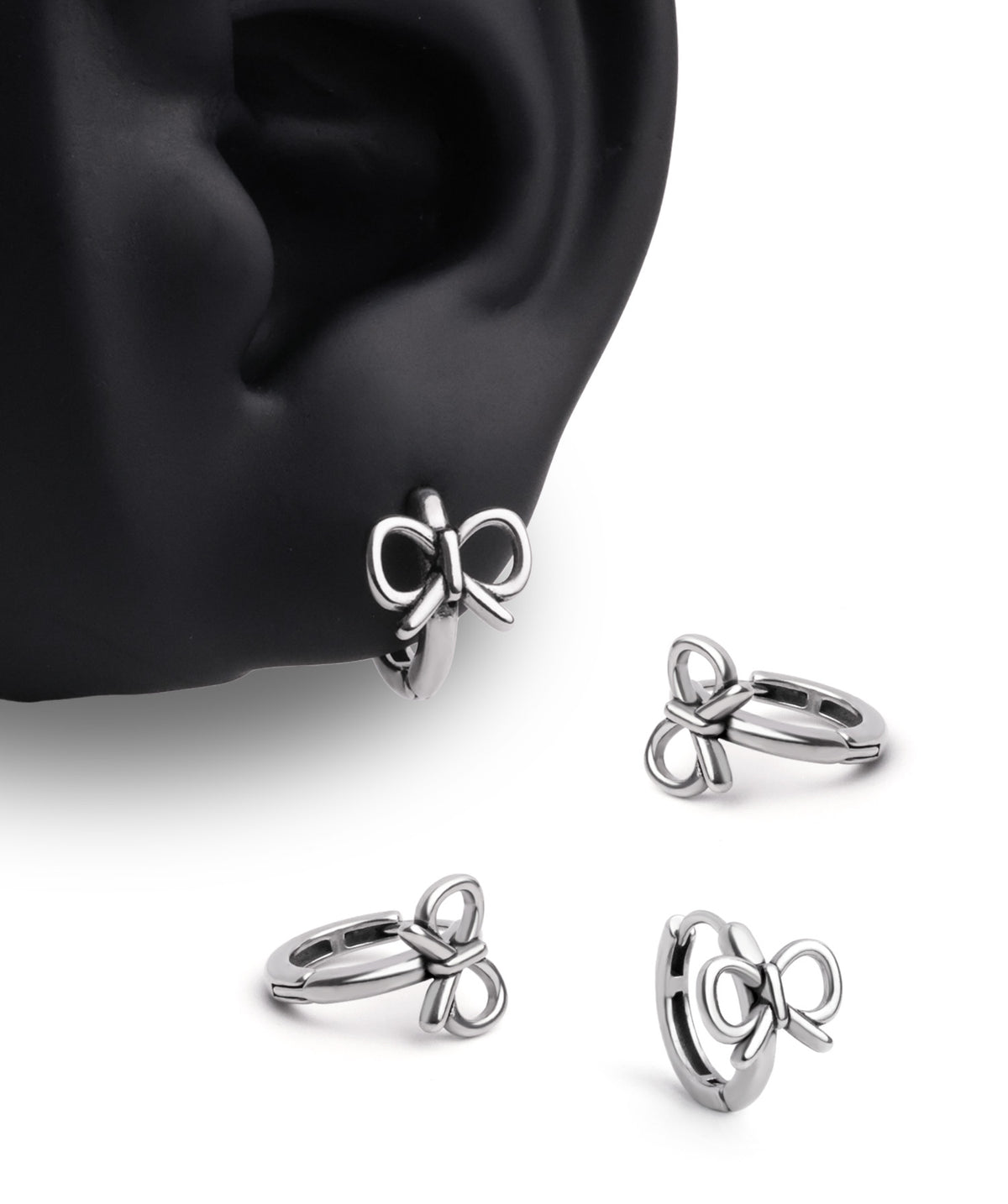 Cute Bow Hoop Earrings - Stainless Steel - Oumo Jewelry
