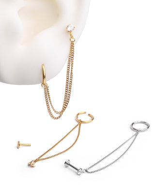 Simple Double Chain Earring - OumoJewelry