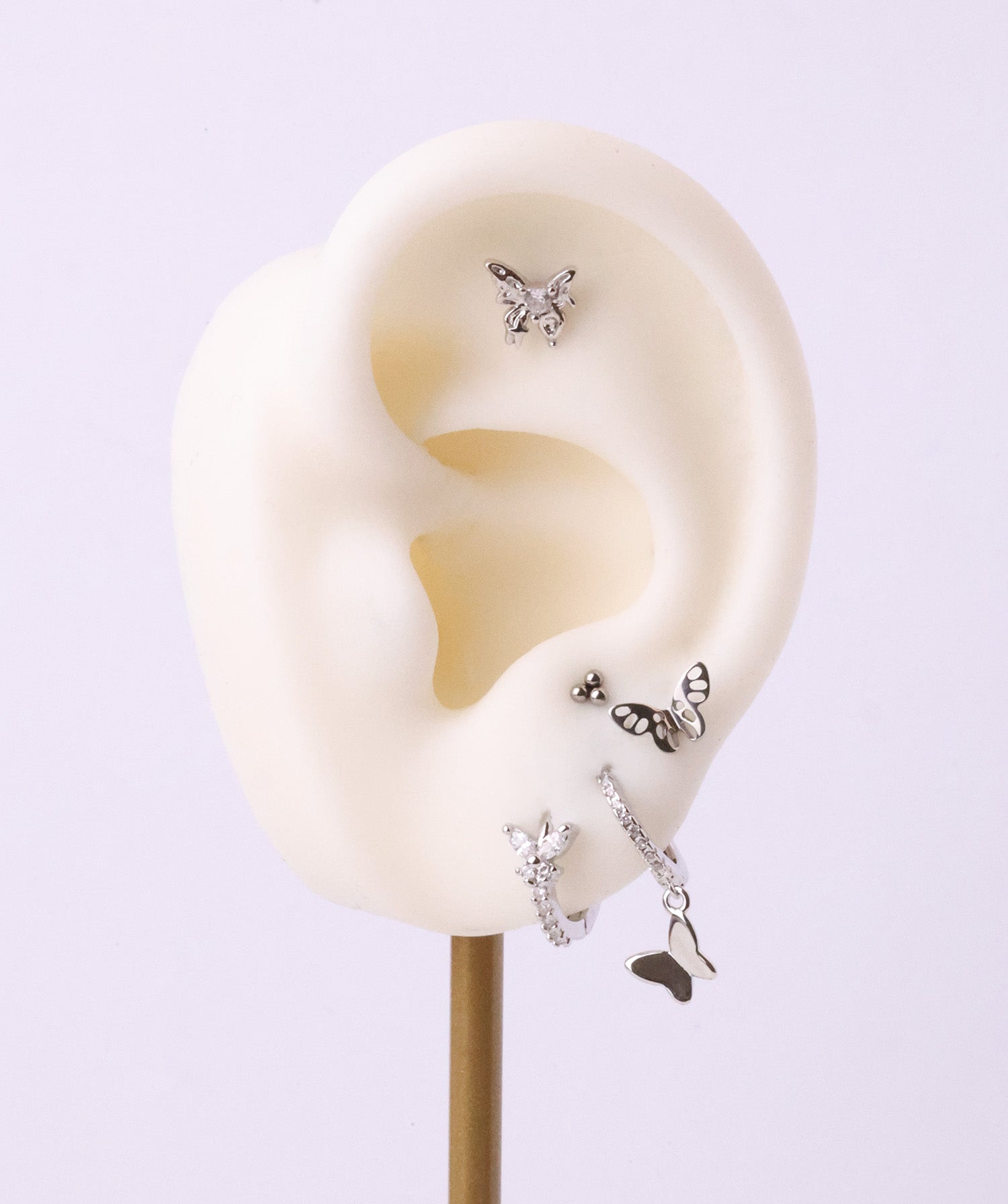 Titanium Hollow Butterfly Stud