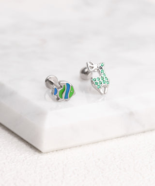Enamel Fish Flatback Stud - OumoJewelry
