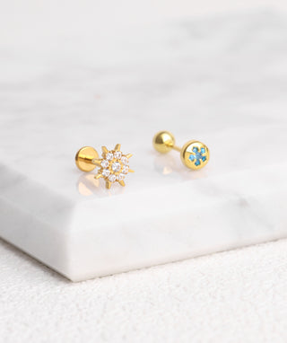 Titanium Sunflower Flatback Stud - OumoJewelry