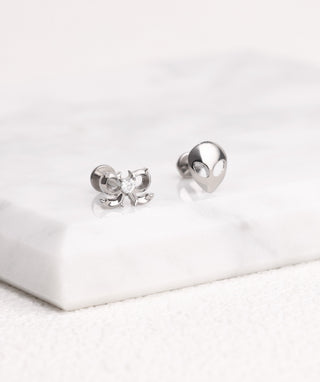 Titanium Spiked Bow Flatback Stud - OumoJewelry
