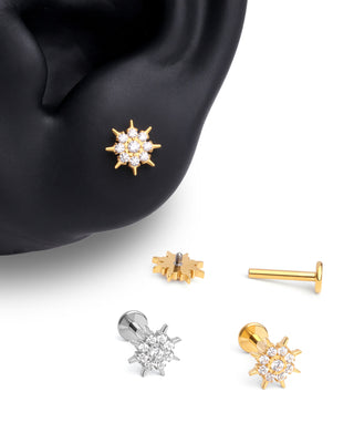 Titanium Sunflower Flatback Stud - OumoJewelry