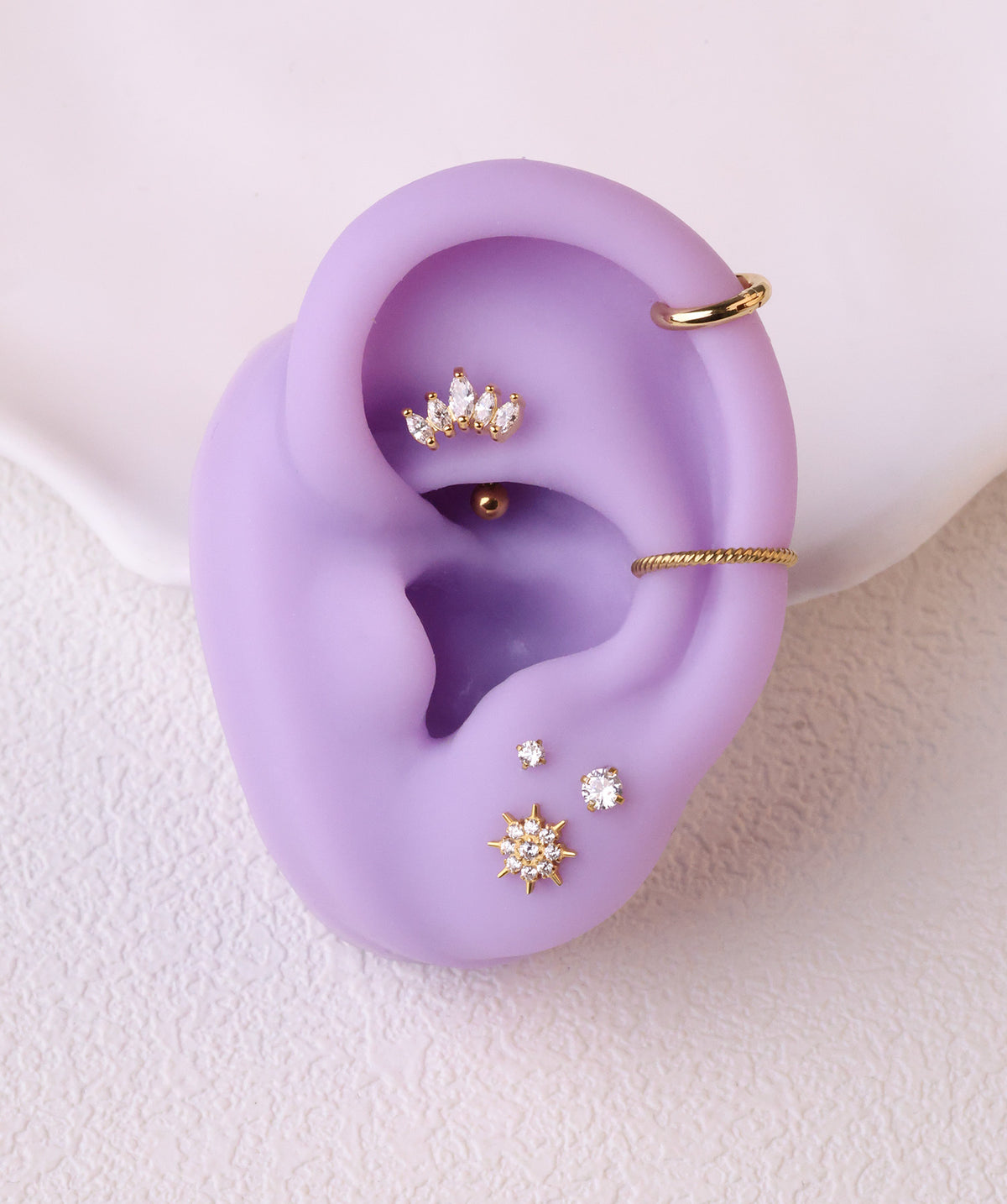Titanium Sunflower Flatback Stud - Titanium - Helix, Conch, Flat - Oumo Jewelry