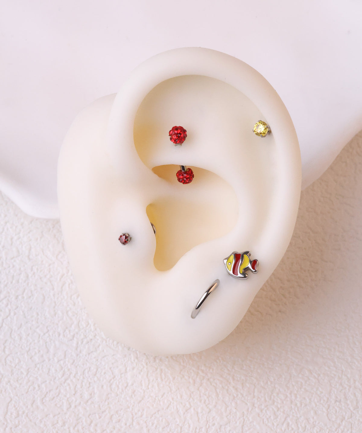 Enamel Fish Flatback Stud - Stainless Steel - Helix, Upper Lobe, Conch - Oumo Jewelry