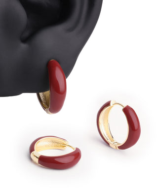 Red Enamel Basic Hoops - OumoJewelry