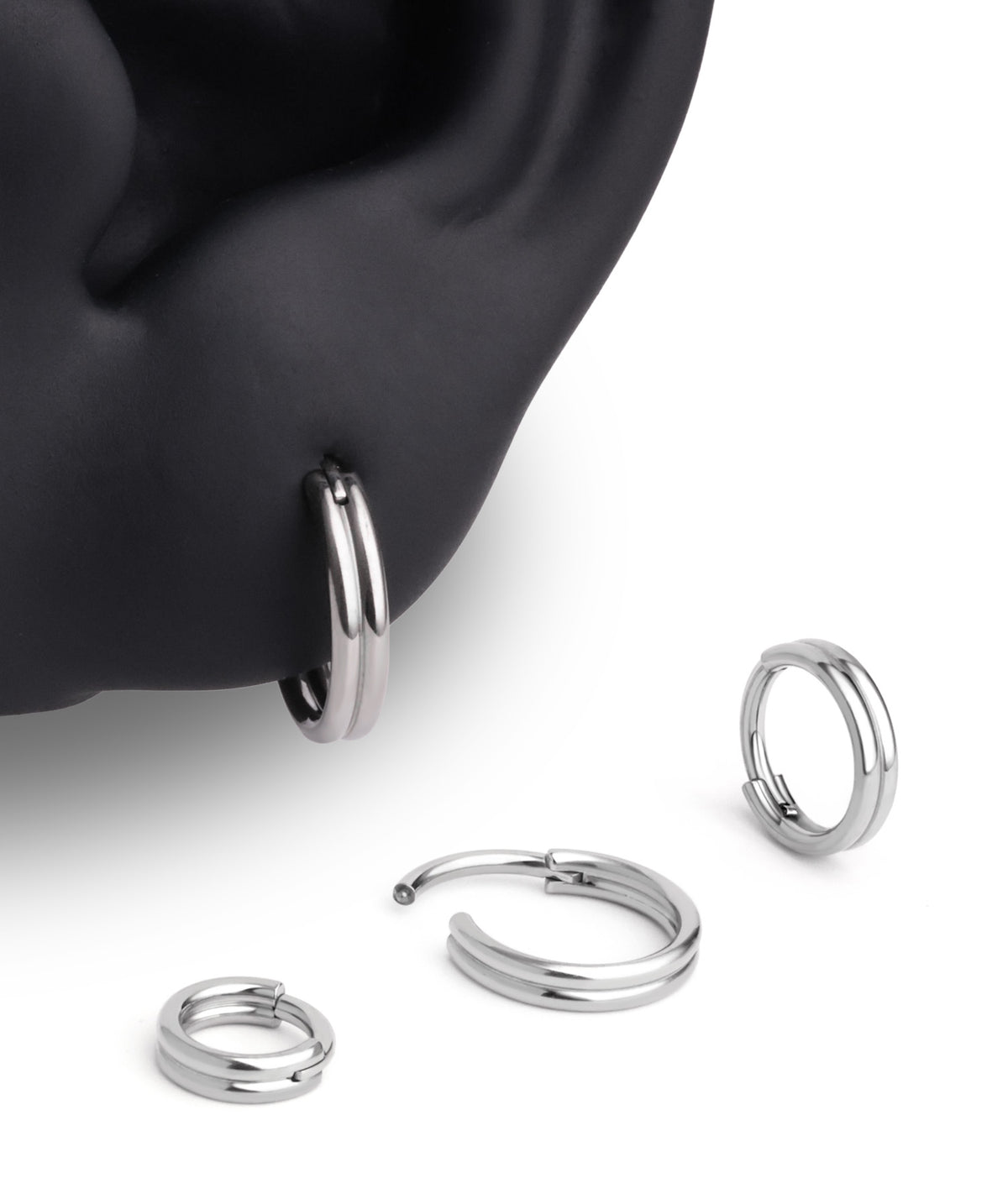 Titanium Double Layer Clicker Hoop - Titanium - Lobe, Upper Lobe, Helix - Oumo Jewelry