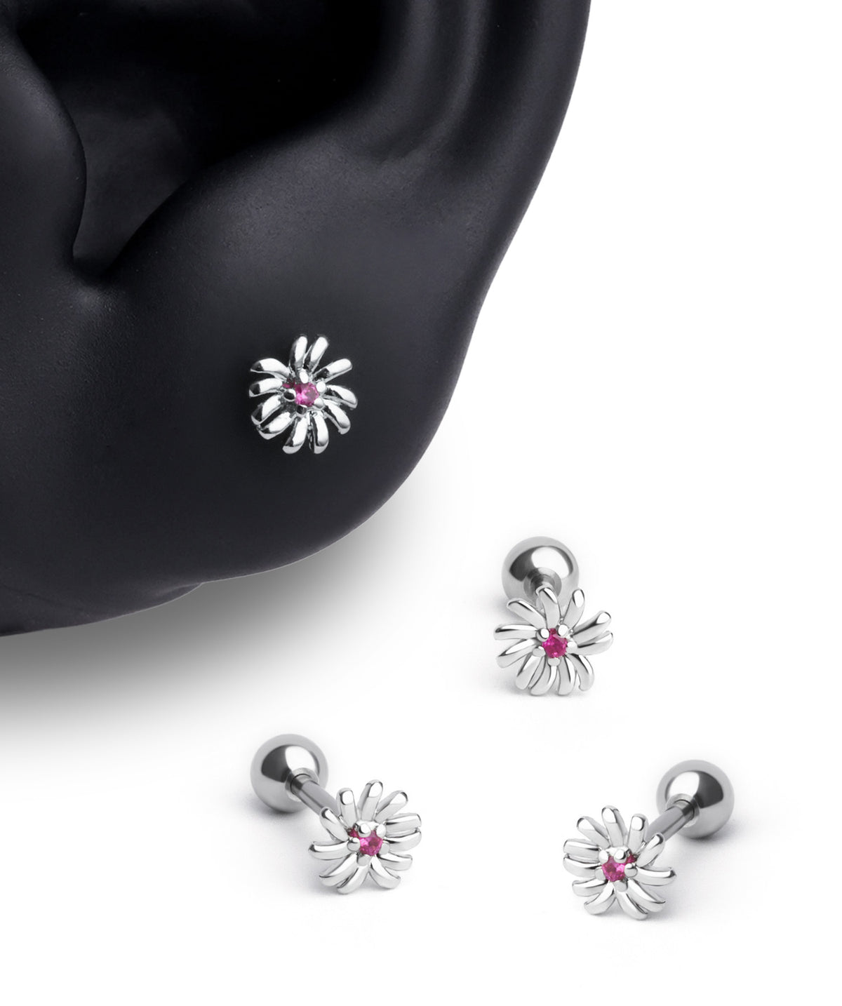 Firework Stud - Stainless Steel - Upper Lobe, Helix, Flat - Oumo Jewelry