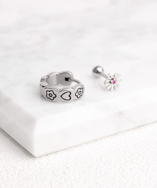 Flower & Love Hoop - OumoJewelry