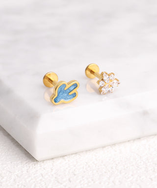 Titanium Shiny Dragonfly Flatback Stud - OumoJewelry