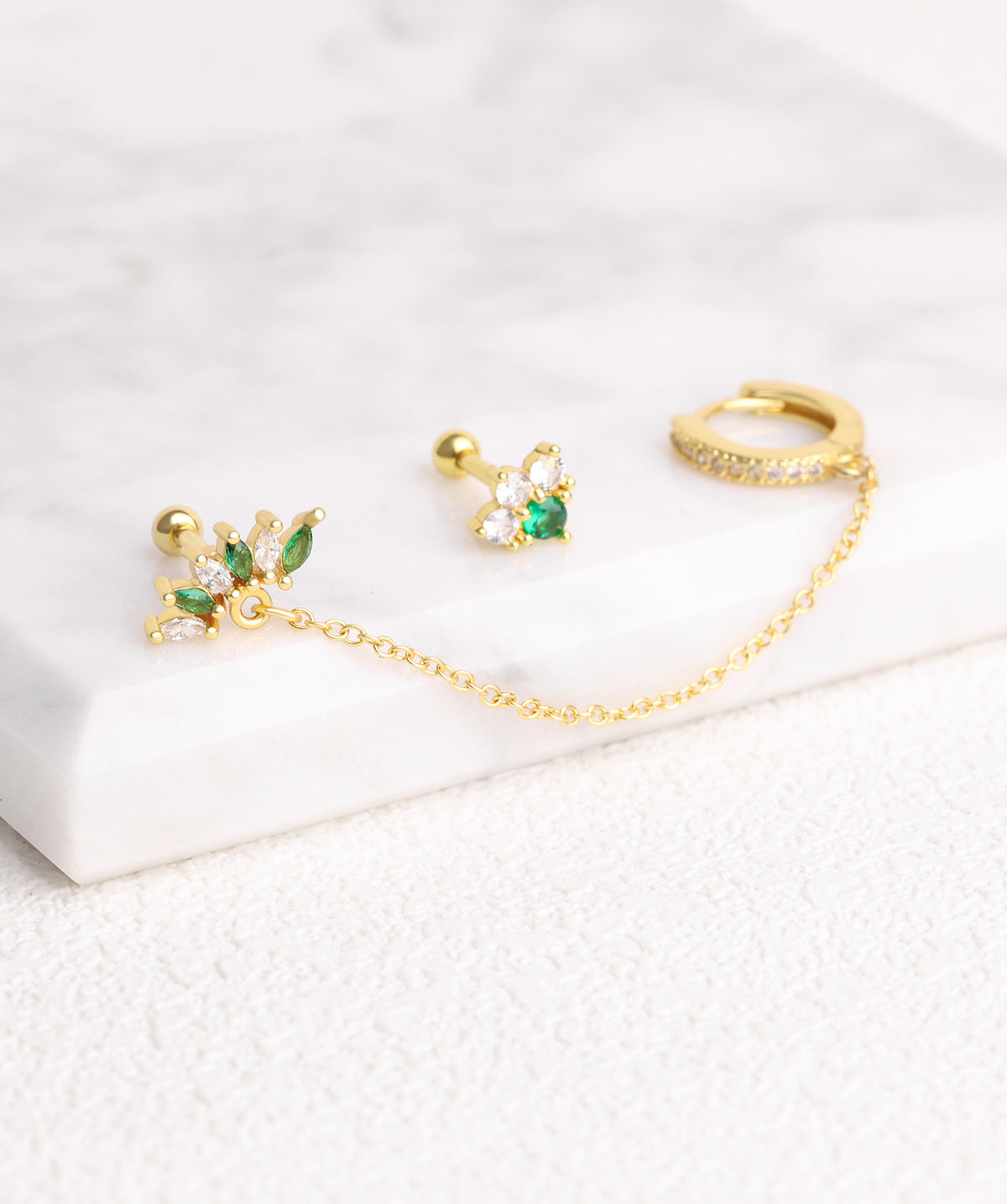 Charm Marquise Gems Chain - Brass - Lobe, Upper Lobe - Oumo Jewelry