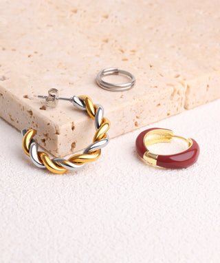 Twist Huggie Hoops - OumoJewelry