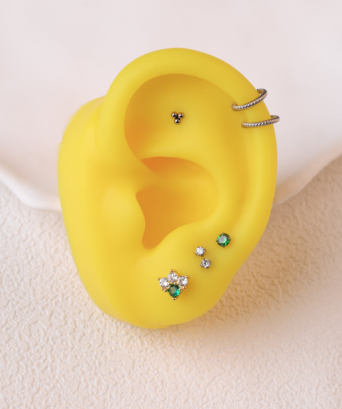 Delicate Green Gemstone Stud - Stainless Steel - Upper Lobe, Helix - Oumo Jewelry
