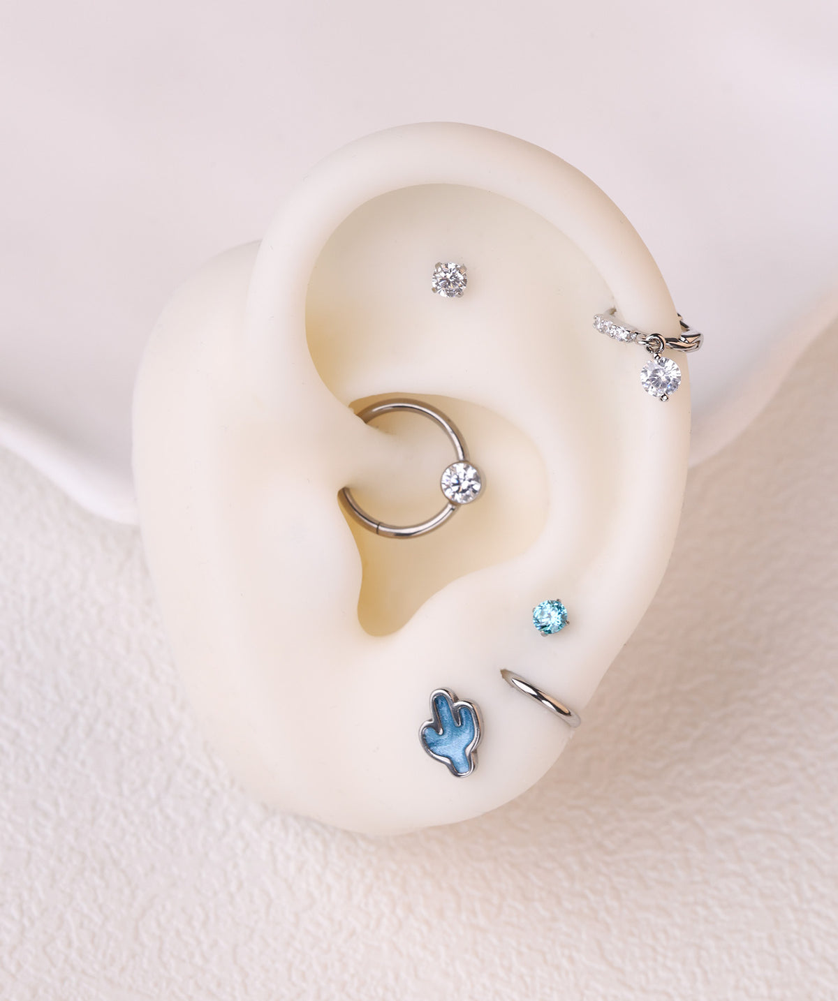 Enamel Cactus Flatback Stud - Stainless Steel - Helix, Upper Lobe, Conch - Oumo Jewelry