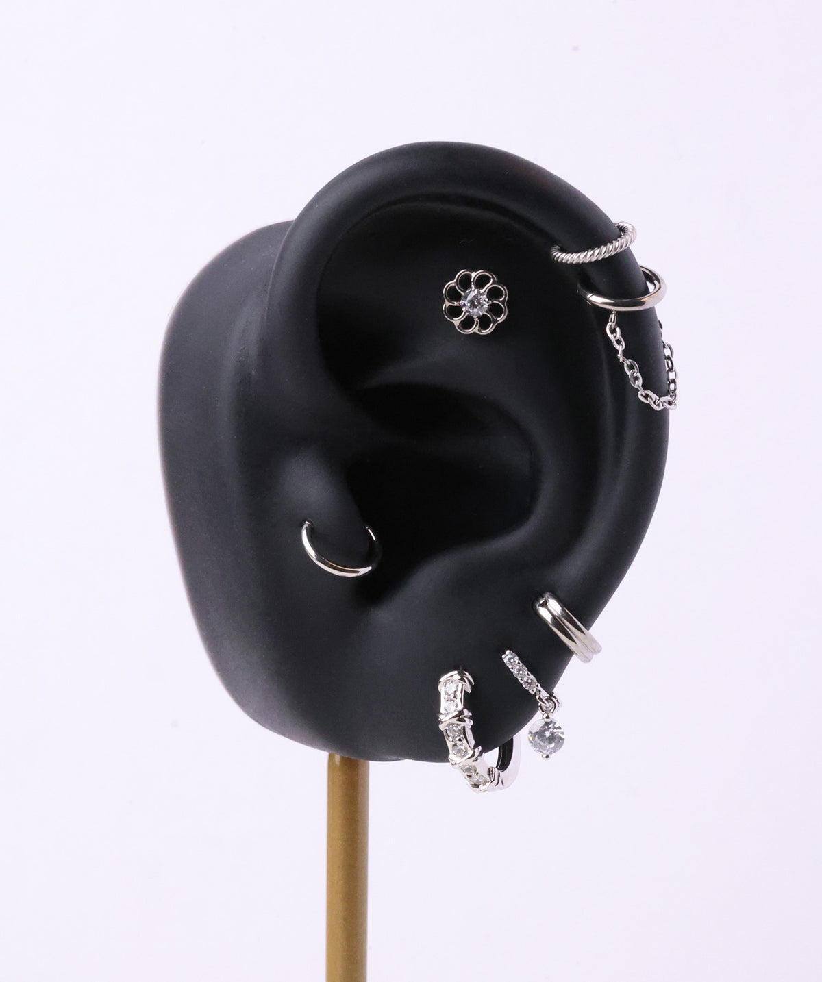 Titanium Delicate Flower Flatback Stud - Titanium - Helix, Upper Lobe, Conch - Oumo Jewelry