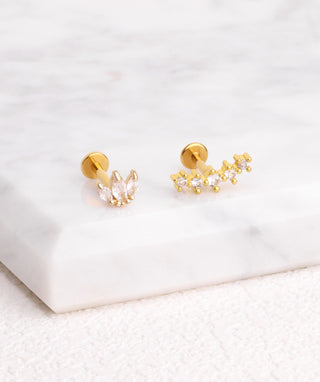 Shiny Gems Curved Flatback Stud - OumoJewelry