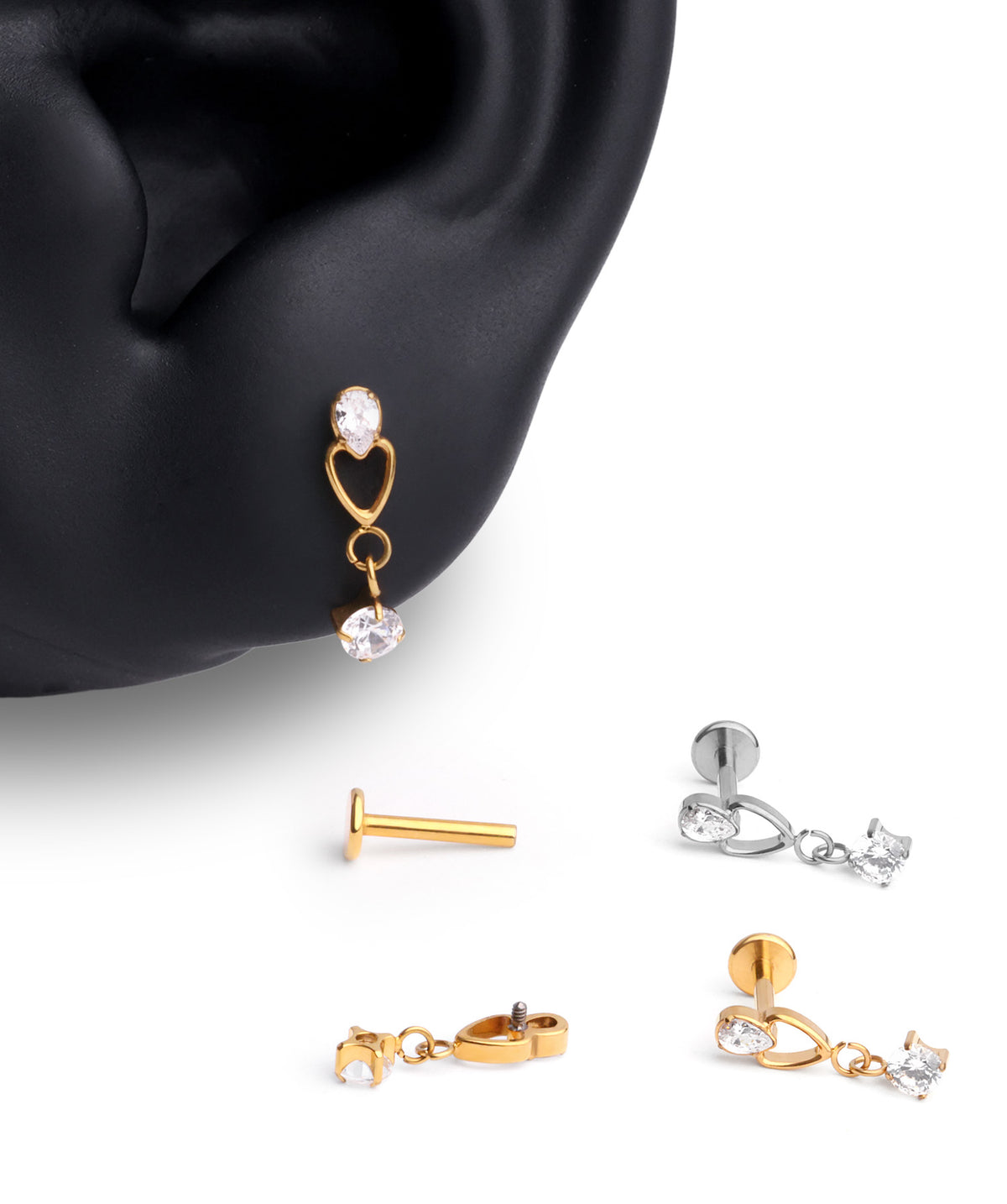 Titanium Water Drop Flatback Stud - Titanium - Upper Lobe, Helix, Flat - Oumo Jewelry