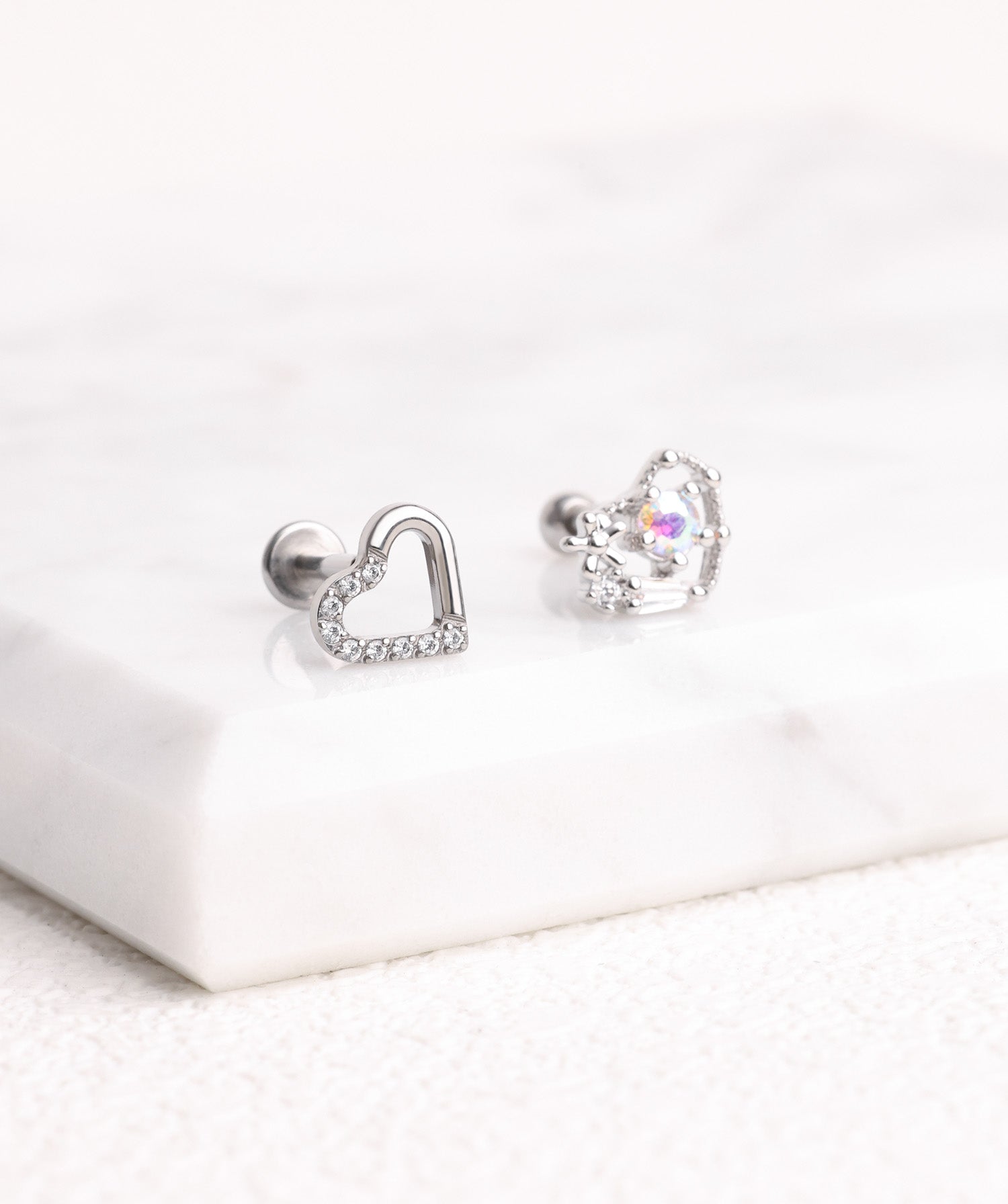 Titanium Hollow Heart Flatback Stud